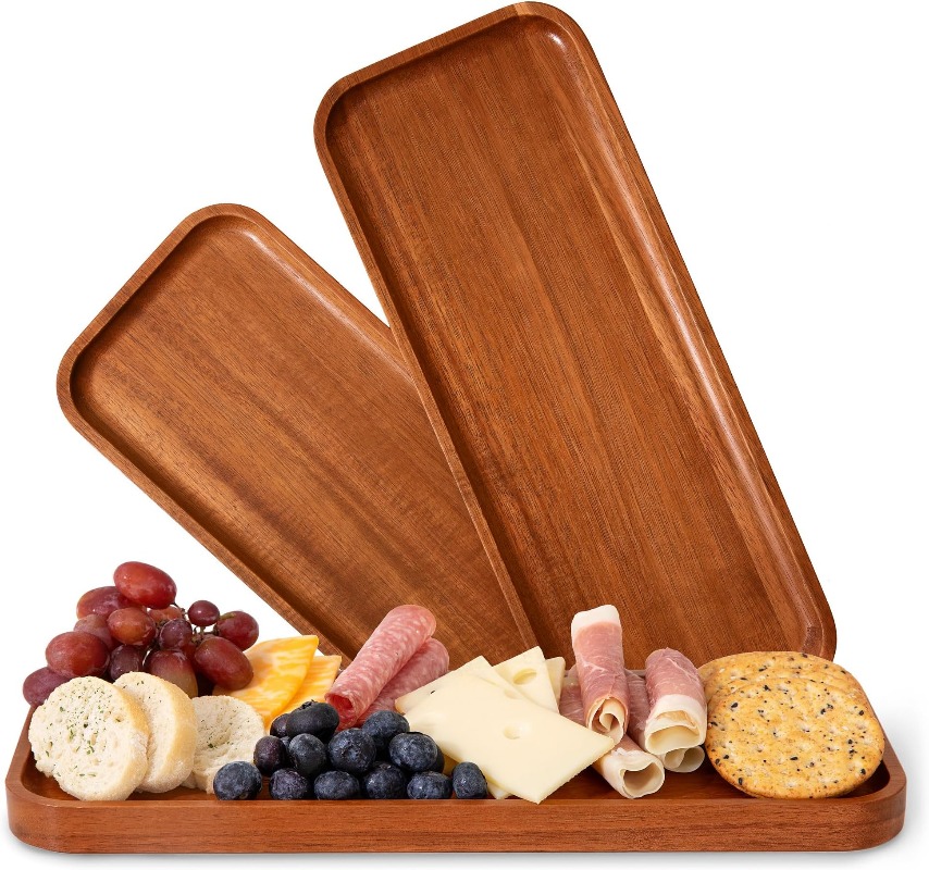 Travertine Tray Oval - Conjunto de bandeja de madeira de