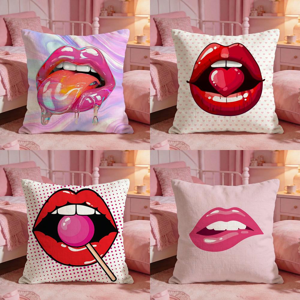 Interior Design Um - Capa de almofada Decor-red lipsS Premium