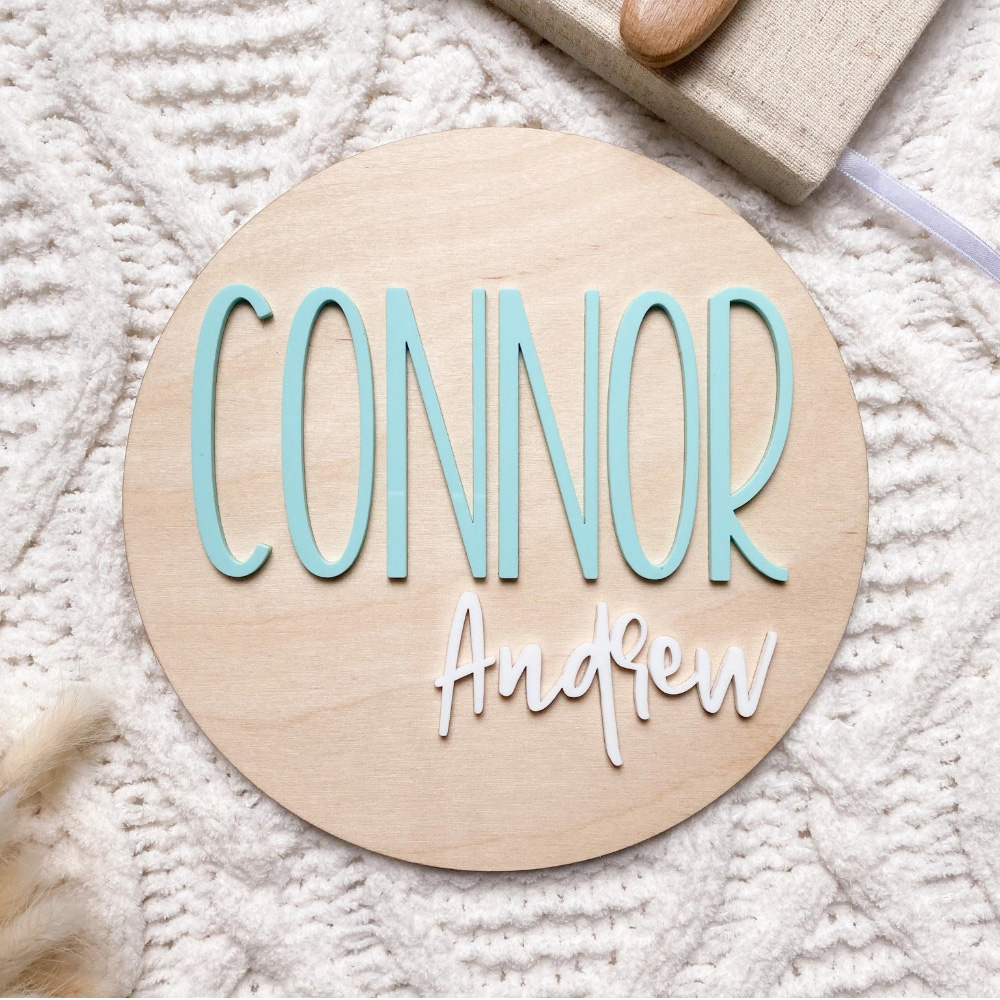 Interior Design Names - Placa de anúncio de nascimento personalizada