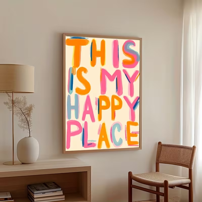 Interior Design Living Room - Arte de parede moderna com citações