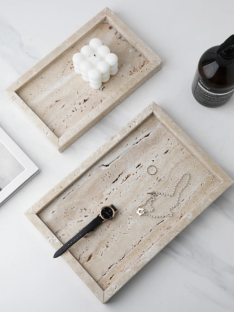 Bandeja de mármore minimalista - Travertine Tray Oval avaliação e preço
