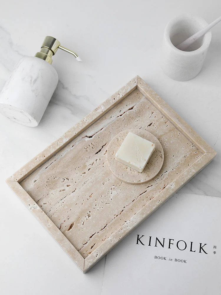 Bandeja de mármore minimalista - Travertine Tray Oval avaliação e preço