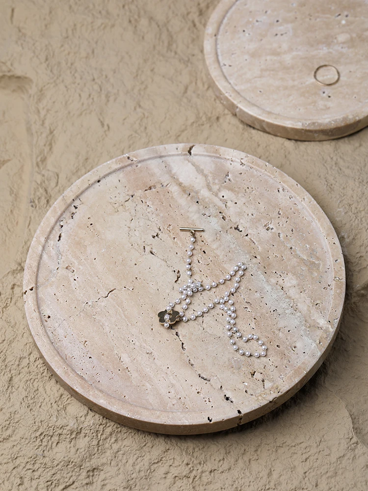 Bandeja de mármore minimalista - Travertine Tray Oval avaliação e preço