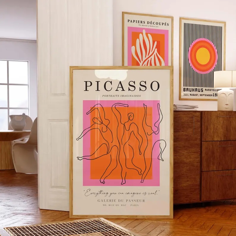 3 peças de arte moderna laranj - Interior Design Living Room avaliação e preço